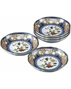 LOT DE 5 ASSIETTES À MOTIF IMARI TRADITIONNEL ARITA WARE