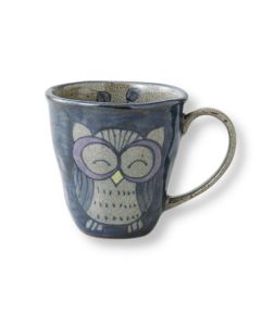 TASSE HIBOU PEINTE À LA MAIN EN FAIENCE HASAMI