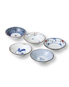 LOT DE 5 PETITS BOLS À MOTIF TRADITIONNEL HASAMI WARE