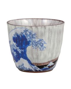 KUTANI WARE TASSE SHOCHU FUJI ET BLUE WAVE AVEC BOITE CADEAU