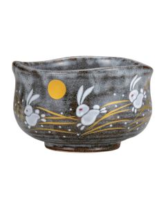 KUTANI WARE BOL À MATCHA LAPIN LUNE D'OR