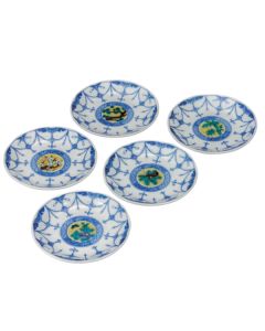 LOT DE 5 ASSIETTES À MOTIF YOSHIDAYA EN FAIENCE DE KUTANI