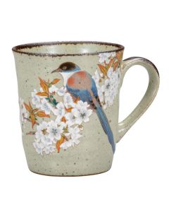 KUTANI WARE TASSE EN FLEUR DE CERISIER D'OISEAU AVEC BOÎTE CADEAU