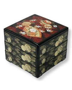 BOÎTE OJU À TROIS NIVEAUX EN LAQUE À MOTIF TEMARI